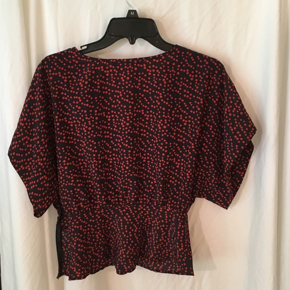 Orange Polka dot Silky Blouse - Picture 3 of 4